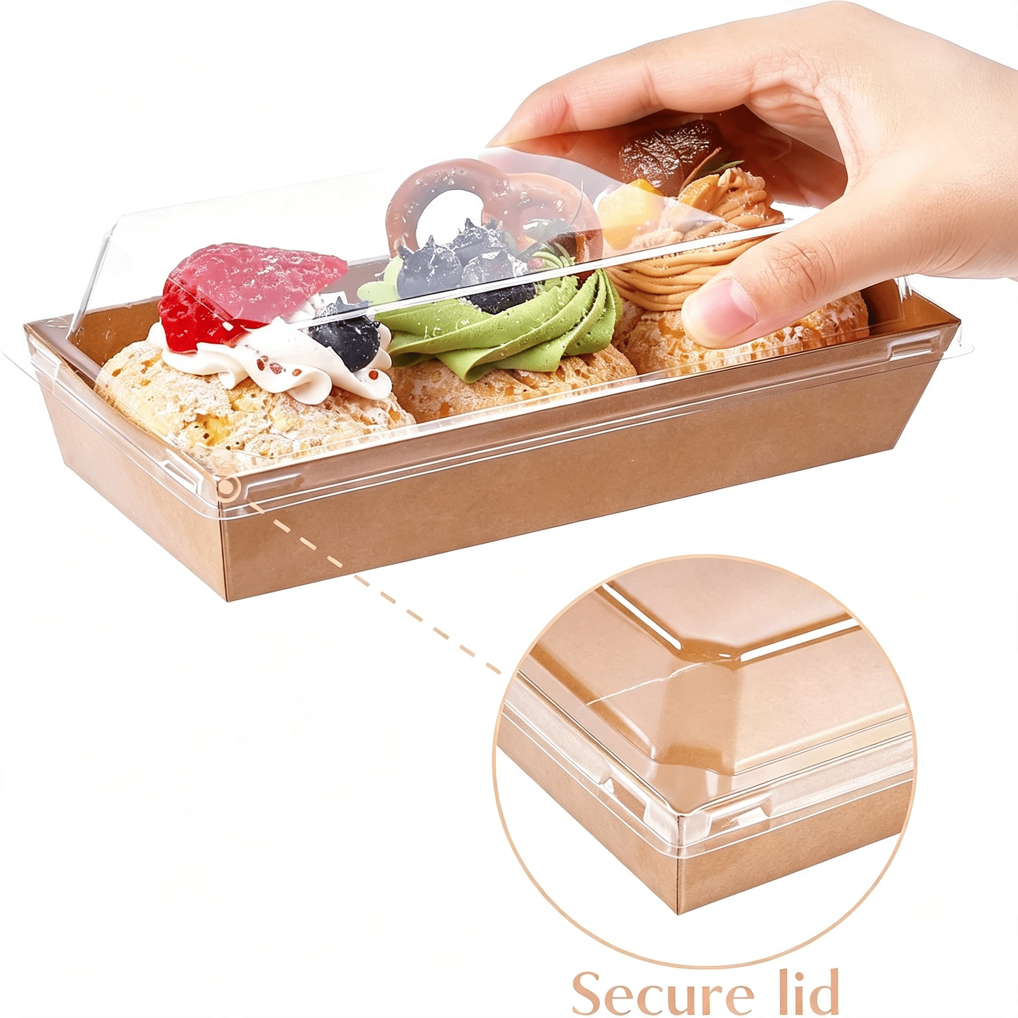 CCOCC Charcuterie Boxes with Clear Lids, 7.5X3.3 Inches, 50 Pack, Brown ...