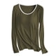 thumbnail image 2 of Pijama de manga larga para mujer, color liso, cuello redondo, manga larga, con copa acolchada, ropa de casa, pijama de manga larga, pijama de modal para mujer, 2 of 3