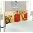 thumbnail image 2 of Shutters Headboard, Doorway with Blinded Door and Window to the Rural Tuscan House Italy Art, Upholstered Decorative Metal Bed Headboard with Memory Foam, Twin Size, Yellow Beige Red, by Ambesonne, 2 of 4