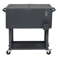 thumbnail image 5 of THOWDEE 80 Quart Rolling Cooler Cart on Wheels, Outdoor Kitchen Cooling Bins Ice Chest with Open Shelf, Bottle Opener, Bar Drink Cooler, Beverage for Patio Pool Party, Dark Grey, 5 of 9