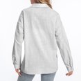 thumbnail image 4 of Kovlvoll Womens Long Sleeve Tops Cotton Linen Lapel Collared Button up Shirts Summer Lightweight Solid Color T-Shirt, 4 of 7