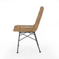 Outdoor Wicker Dining Chair, Single Leisure Seat for Patio Garden, Light Brown