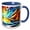 Blue/White, variant on 3drose, Tall Ship Digital Art. Scooner Chases the Setting Sun at Open Sea, 11oz Two-tone Yellow Mug