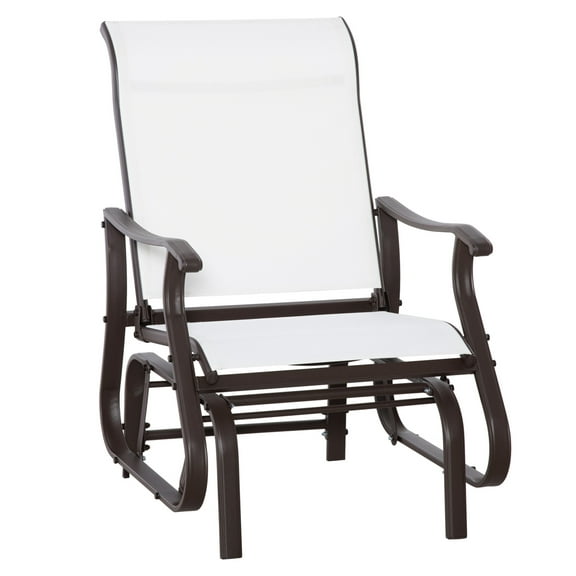 Outdoor Glider Chair - Patio Gliders for Outside with Steel Frame & Mesh - Backyard, Garden, Porch Furniture - White