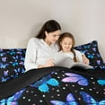 thumbnail image 5 of jejeloiu Kawaii Butterfly Bedding Comforter Set,Cute Cartoon Stars Twin Comforter Sets,Black Blue Purple Bedding Set For Girls Teens,Super Cozy Room Decor Reversible,2-Piece, 5 of 8