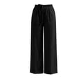 thumbnail image 6 of hoksml Summer Women Linen Casual Pants Elastic High Waist Straight Leg Trousers, Loose Beach Vacation Pants with Pockets, 6 of 6