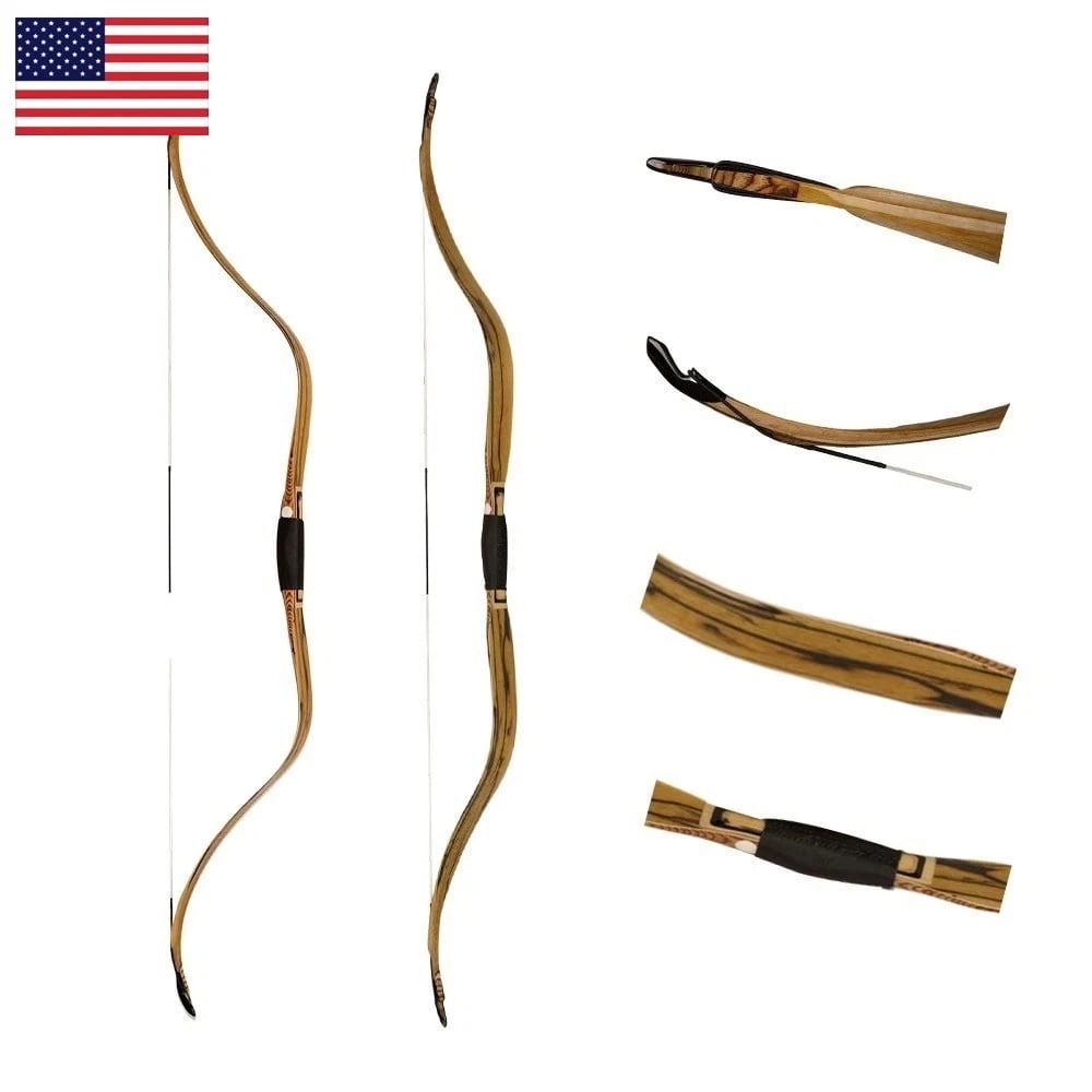 AF Archery 60 Ming Dynasty SiCai Black and White Sandalwood Bow Split Recurve Bow 38 lbs
