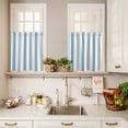 thumbnail image 3 of 3 Piece Kitchen Curtains and Valances Set Blue Grey Striped Cafe Curtains 36 Inch Length Geometric Vertical Stripes Minimalist Valance & Tier Curtain for Living Room Bedroom Window 54"x18"+27"x36"*2, 3 of 6