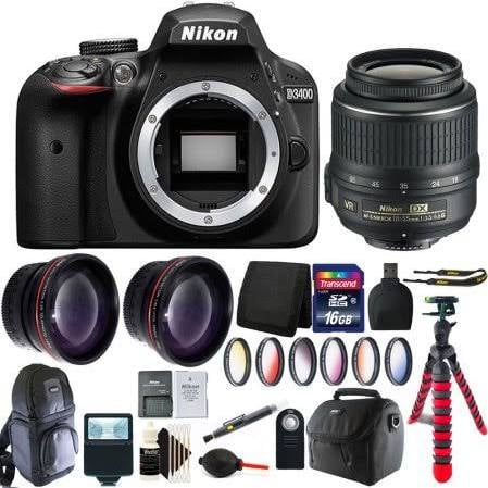 Nikon D3400 24.2 MP Digital SLR Camera + 18-55mm Lens with 16GB ...