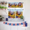 thumbnail image 6 of Independence Day Kitchen Curtains Valances 3 Piece Set, U.S. Flag Themed Farm Rooster Sunflower Farmhouse Rod Pocket Tier Curtain and Valance Drapes for Small Window 36 Inch Length for Bedroom Cafe, 6 of 9