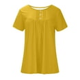 thumbnail image 7 of up to 60% off Gifts Usmixi Shirts for Women Casual Button up Pleated Swing Henley Shirts Tunic Tops Summer Trendy Solid Short Sleeve Round Neck Ladies Blouses Yellow XXL, 7 of 7