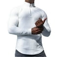 thumbnail image 2 of Momasggi Men's Waffle Sweatshirt Quarter Zip Sweatshirts Lightweight Long Sleeve Solid Color Stand Collar Pullover Tops Outdoor Hiking Sport Golf Sweatshirts White 3XL, 2 of 6