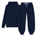 thumbnail image 4 of LIIPEE Autumn Winter Outfit Sets For Girls Solid Color Long Sleeve Pullover Hoodies And Sweatpants 2 Piece Set Kids Casual Comfortable Cute Outfits,4-5 Years, 4 of 4