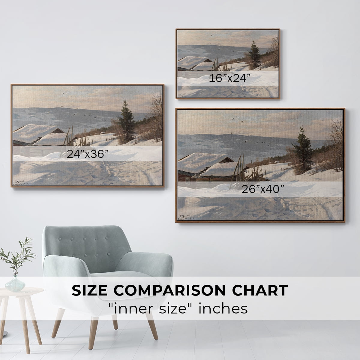 Vintage Landscape-CCCLXXXIII By Wexford Home Framed in Walnut Wood Gallery Wrapped Canvas 17 in. x 25 in.
