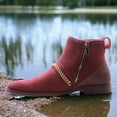 thumbnail image 4 of Jazamé Men's B-746 Double Zipper Croco Print Ankle High Dress Boots, Wine, 10, 4 of 6