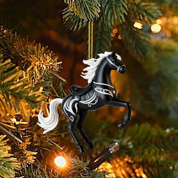 YingYouFu Christmas Tree Horse Pendant Festive Ornament, 3 Inch Christmas Tree with Horse Design for Party Decoration, Unique Christmas Tree Decoration for Holiday Celebrations