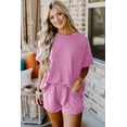 thumbnail image 5 of Women's Phalaenopsis Ribbed Textured Knit Loose Fit Tee and Shorts Set, 5 of 11