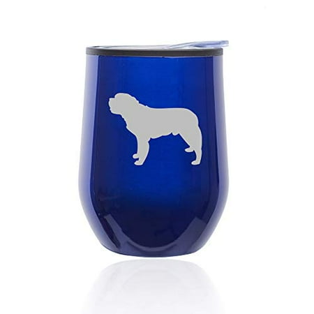 

Stemless Wine Tumbler Coffee Travel Mug Glass With Lid Saint Bernard (Blue)