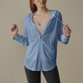 thumbnail image 2 of YUGYXL Women UPF 50+ Sun Protection Jacket Hooded Cooling Lace Up Shirt Athletic Jacket for Women with Pocket Trendy S Blue, 2 of 5