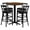 Walnut Top/Black Vinyl Seat, variant on Flash Furniture 24'' Round Walnut Laminate Table Set with X-Base and 4 Two-Slat Ladder Back Metal Barstools - Black Vinyl Seat