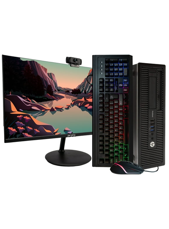 HP ProDesk 600G1 Desktop Computer PC, Intel Quad-Core i5, 4TB HDD, 16GB DDR3 RAM, Windows 10 Pro, DVD, WIFI, New 24in Monitor, RGB Keyboard and Mouse, Bluetooth Included (Used - Like New)