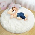 thumbnail image 4 of Qucyy Fluffy Round Rug 6Ft, Cream White Rugs for Bedroom, Shag Fuzzy Round Area Rug for Living Room, Shag Circle Rug, Plush Soft Carpet for Girls Boys Kids, Non Slip Rugs for Dorm, Room Decor Aesthe, 4 of 5