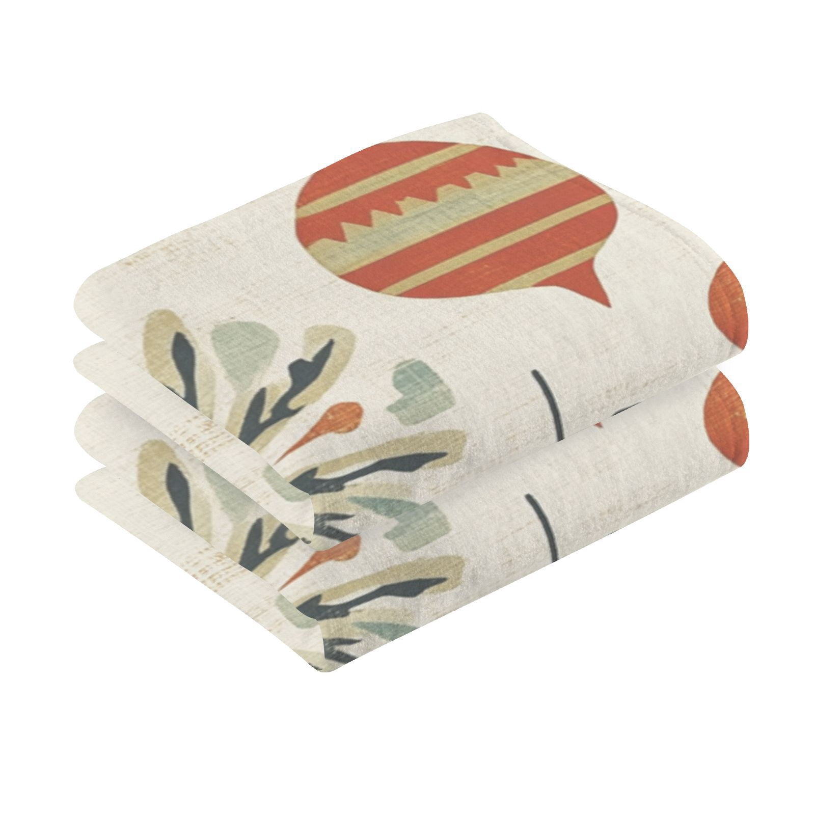 Christmas Vintage Ornaments Hand Towels Cotton Bath Towels Large Face Towels Absorbent for Bathroom 2 Packs