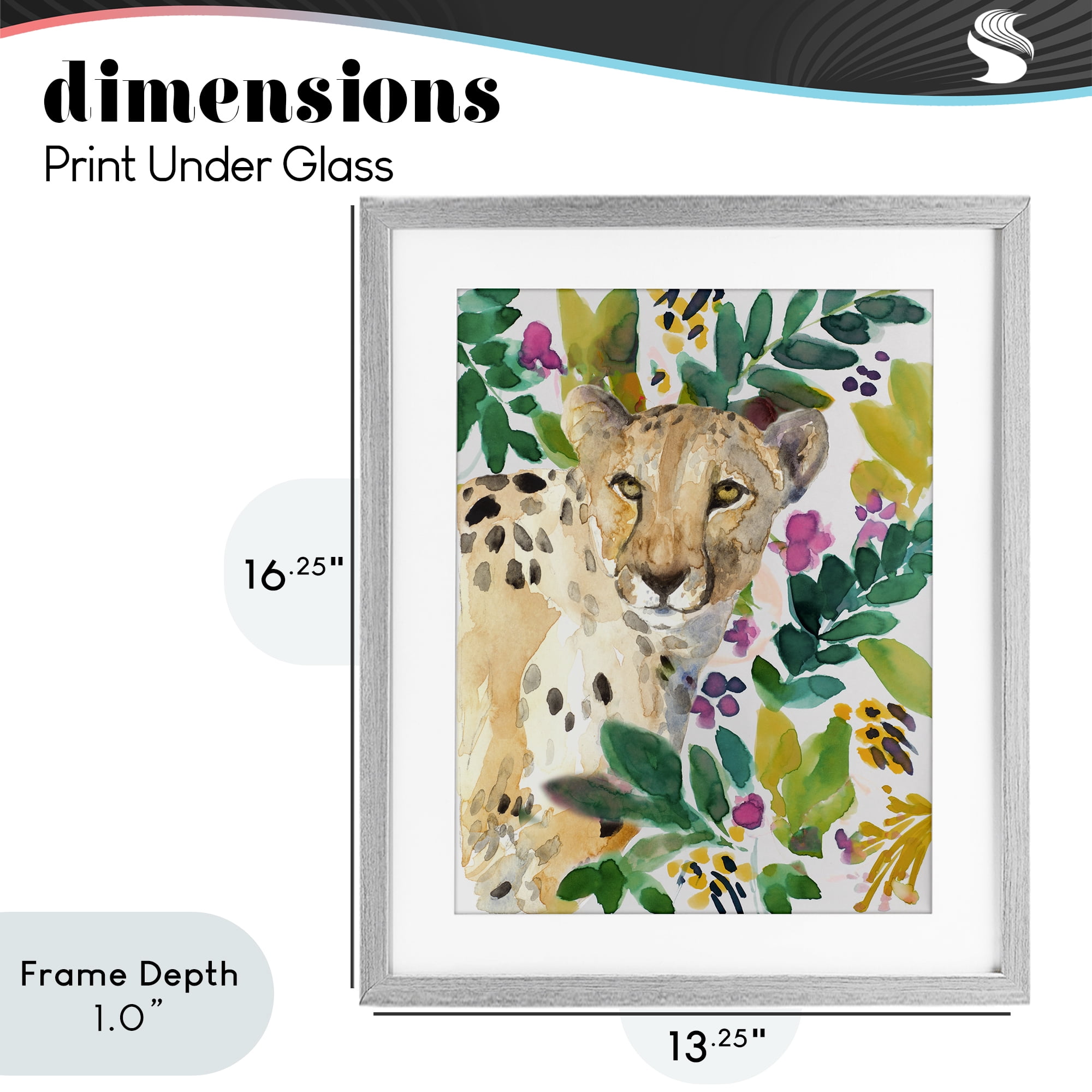 Stupell Industries Garden Plants Cheetah Gray Framed Print Under Glass, design by Lanie Loreth