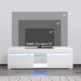 thumbnail image 4 of HOMCOM Meuble Télé Moderne Blanc à Fini Très Lustré avec Lumières DEL, Console Multimédia de 59,1 Pouces avec Armoires de Rangement et Compartiments Ouverts pour Salon, Unité de Divertissement, 4 of 7