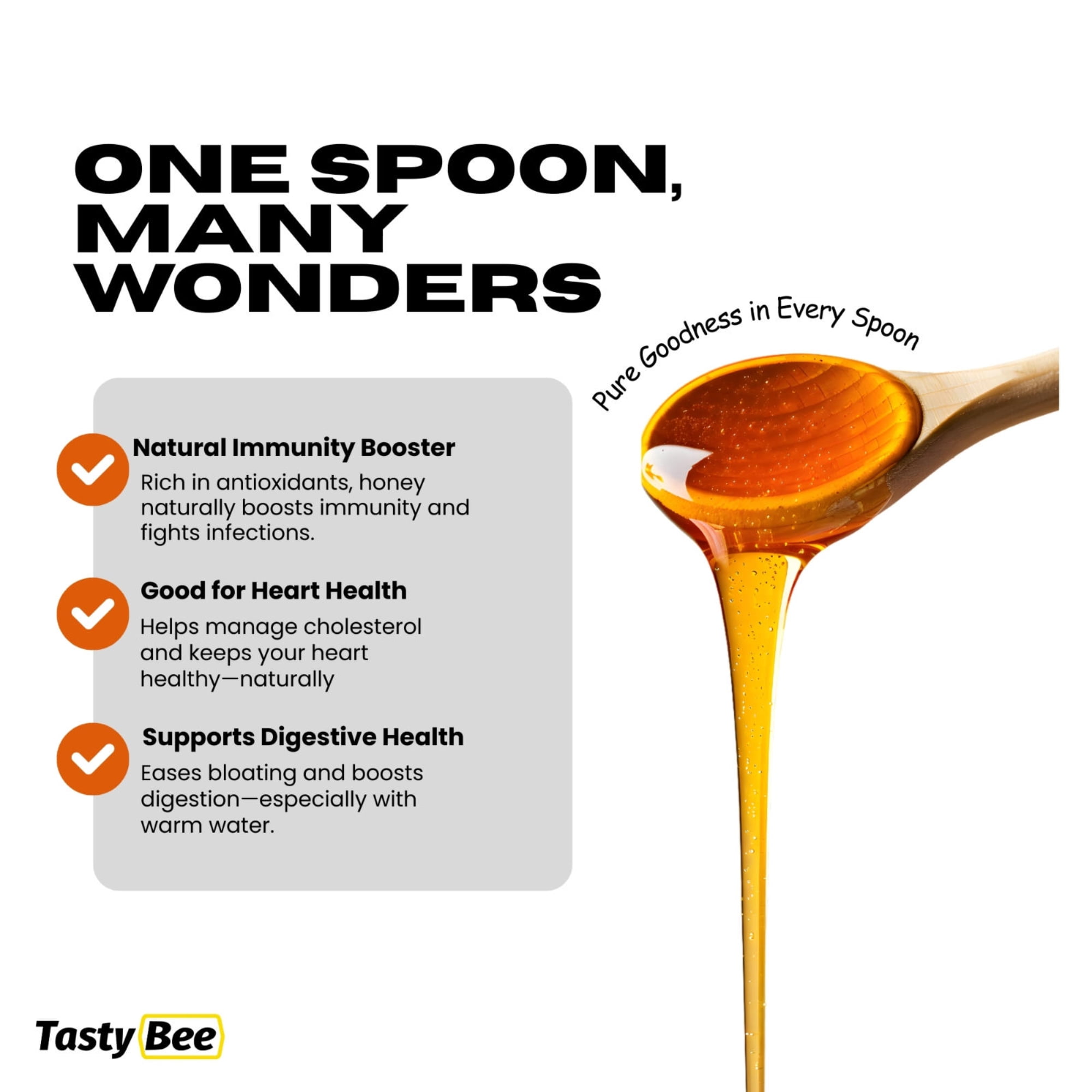 TastyBee 100% Raw Wildflower Honey – Pure, Unfiltered Local Honey 27 oz