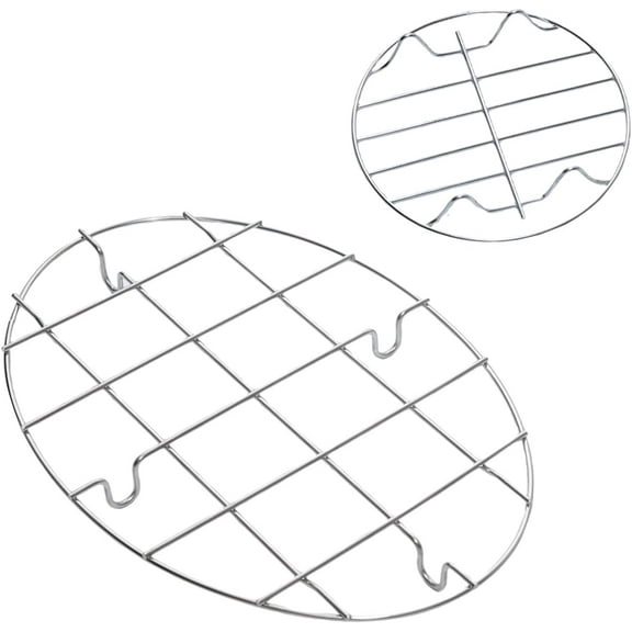 2 Pieces 304 Stainless Steel Cooling Racks, Roasting Rack, Multi-Purpose Cooking Rack Set for Baking, Roasting, Steaming and Cooling, Round and Oval Shapes Included