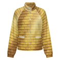 thumbnail image 5 of Jackets for Women Winter Coat Jackets Flannel Stand Collar Jacket(Yellow Brick Stone Wall Sunlight,Size:S-4XL), 5 of 7