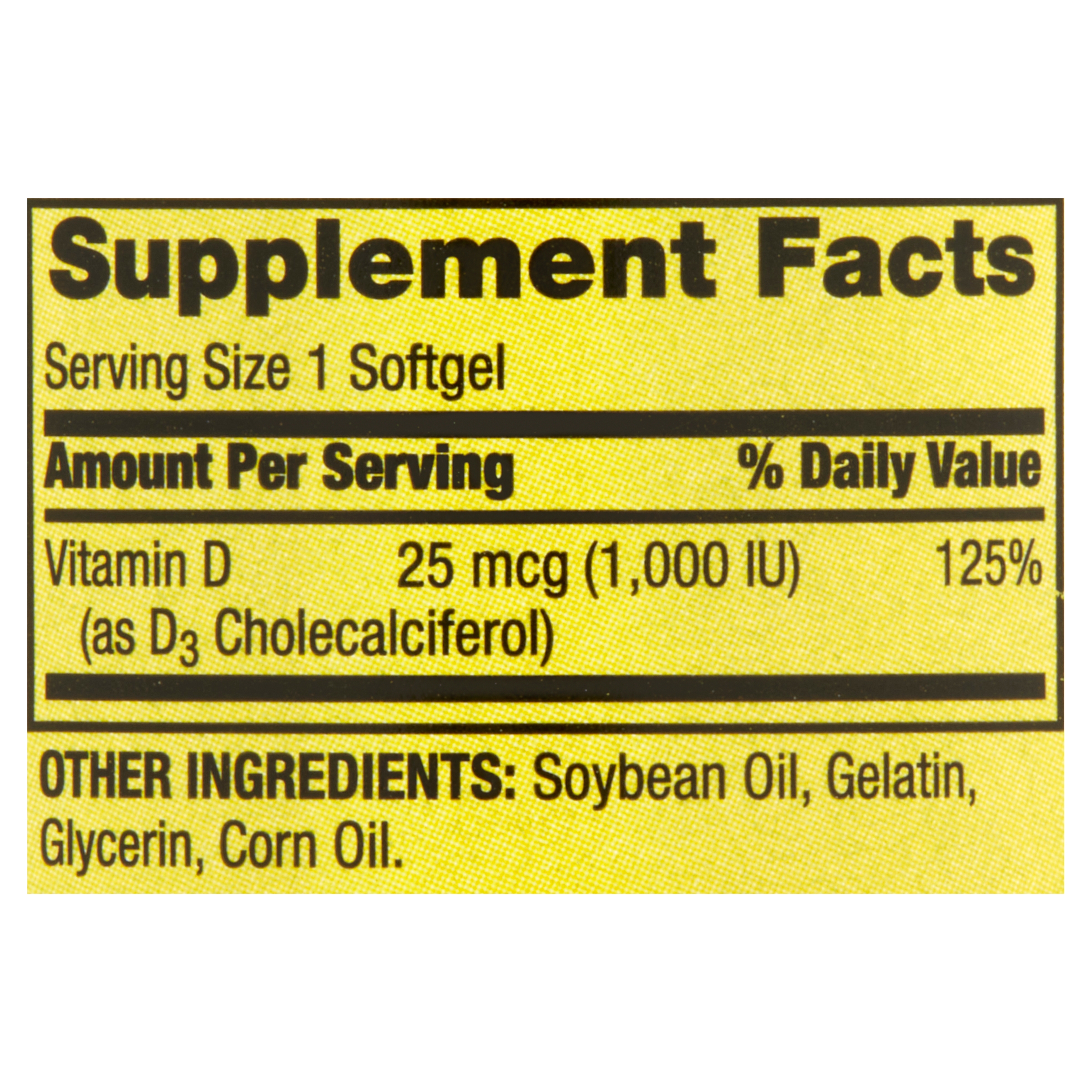 Spring Valley Vitamin D3 Softgels, 25mcg, 1,000 IU, 100 Count, 2 Pack - image 2 of 10