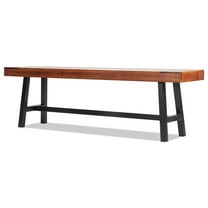 KFFKFF Patio Seating, 63" Wooden Bench with Metal Supports, Ideal for Garden, Park, or Front Porch, Durable Outdoor Bench, Supports up to 500 lbs, Perfect for Backyard or Outdoor Spaces