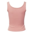 thumbnail image 3 of A2Y Women's Basic Solid Double Scoop Neck Rib Cropped Tank Top Blush L, 3 of 6