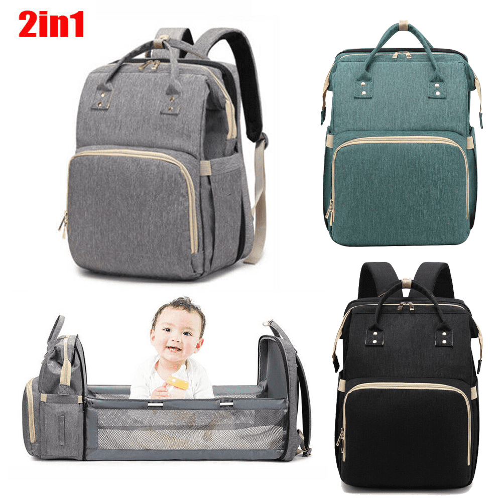 2in1 Diaper Bag Backpack Portable Nappy Bag& Baby Crib for Mom Dad ...