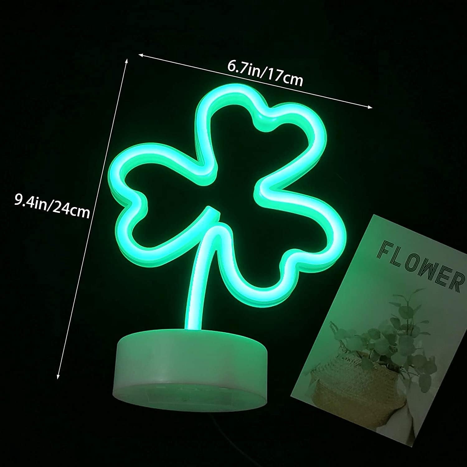 HuiyiNeon Light Base, Cactus Lights Neon Signs - Cactus Neon Light for Bedroom,Tabletop Decor - Battery/USB Powered Green LED Cactus Light