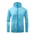 thumbnail image 1 of Chaqueta impermeable PRINxy para mujer, impermeable, transpirable, cortavientos, larga, ligera, con capucha, parka impermeable para mujer, chaqueta para exteriores, color azul cielo, talla XXXXL, 1 of 8