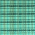 thumbnail image 1 of Ahgly Company Machine Washable Indoor Square Abstract Turquoise Blue Modern Area Rugs, 4' Square, 1 of 4