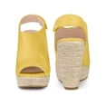 thumbnail image 5 of BLISSFUL STEP Women's Fashion Espadrille High Heel Open Toe Sandals Yellow 10, 5 of 6