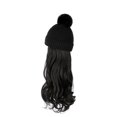 thumbnail image 1 of Vogacara Sombrero de extensión de pelo de simulación para mujer, gorro de punto desmontable, pelo ondulado largo falso, accesorios para la cabeza de Cuidado del cabello Negro Vogacara CE014849-01, 1 of 6
