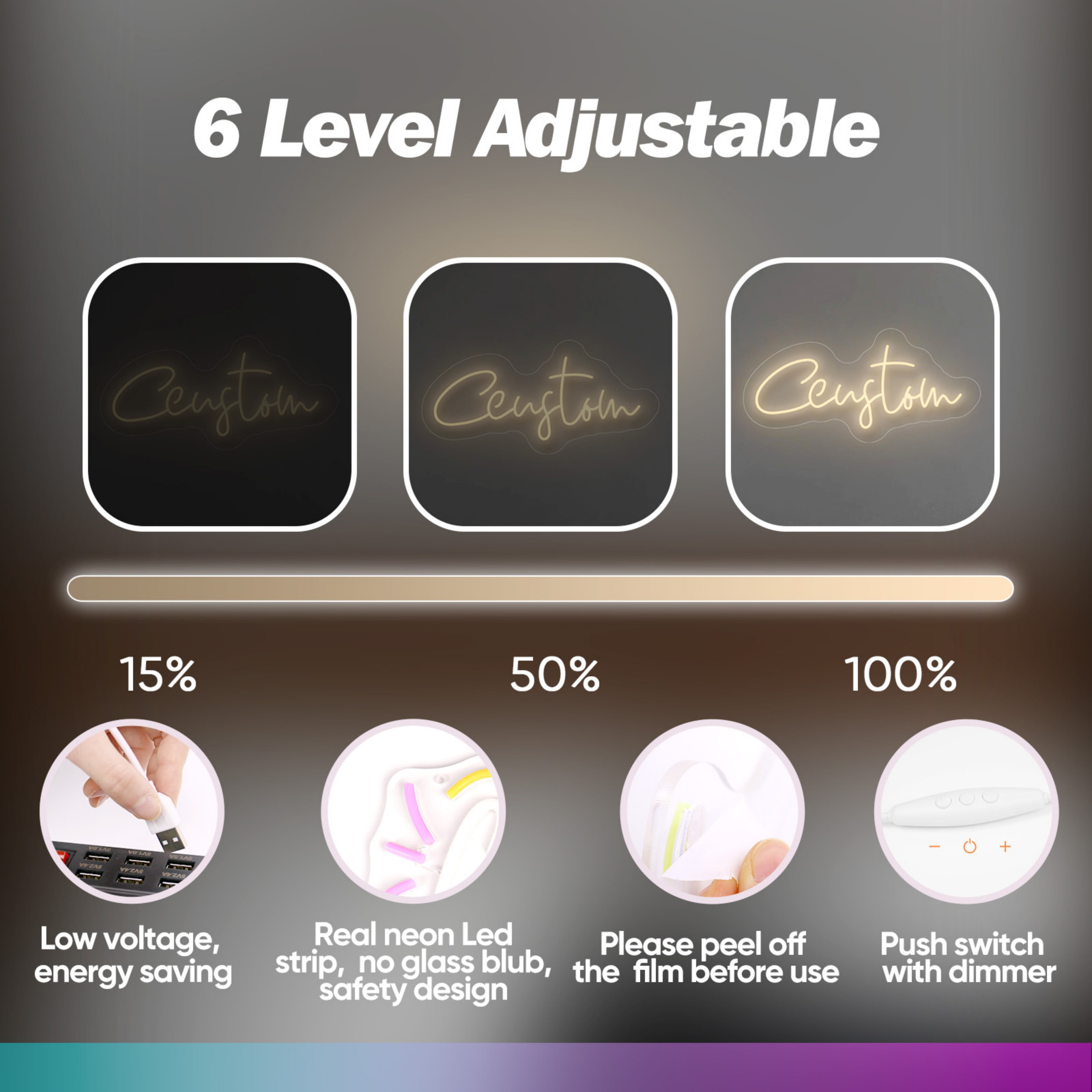 UPONRAY Single Line Custom Neon Signs, Usb Powered with Adjustable Brightness Wall Decor for Gifts, Cool White, 5 inch