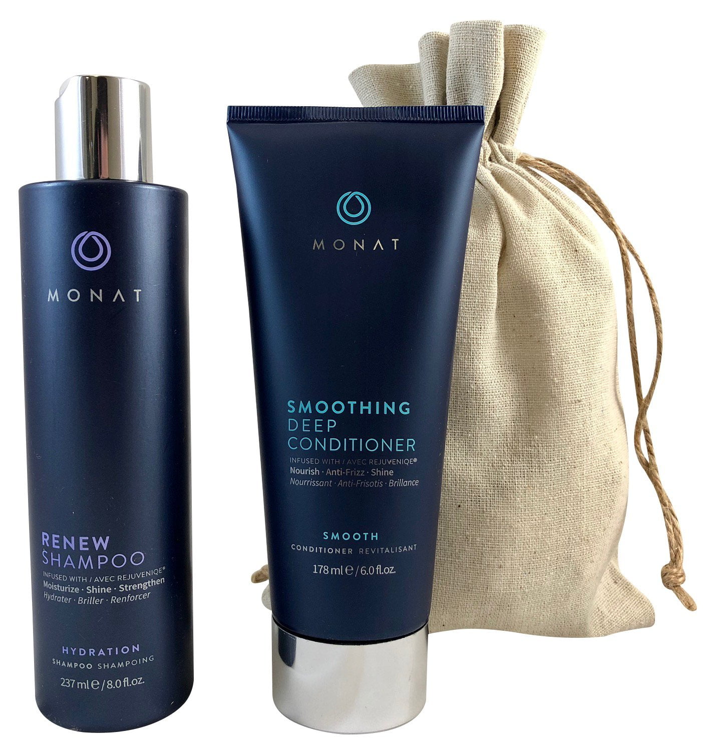 Monat Renew Shampoo and Smoothing Deep Conditioner with FREE Linen Bag  Bundle 