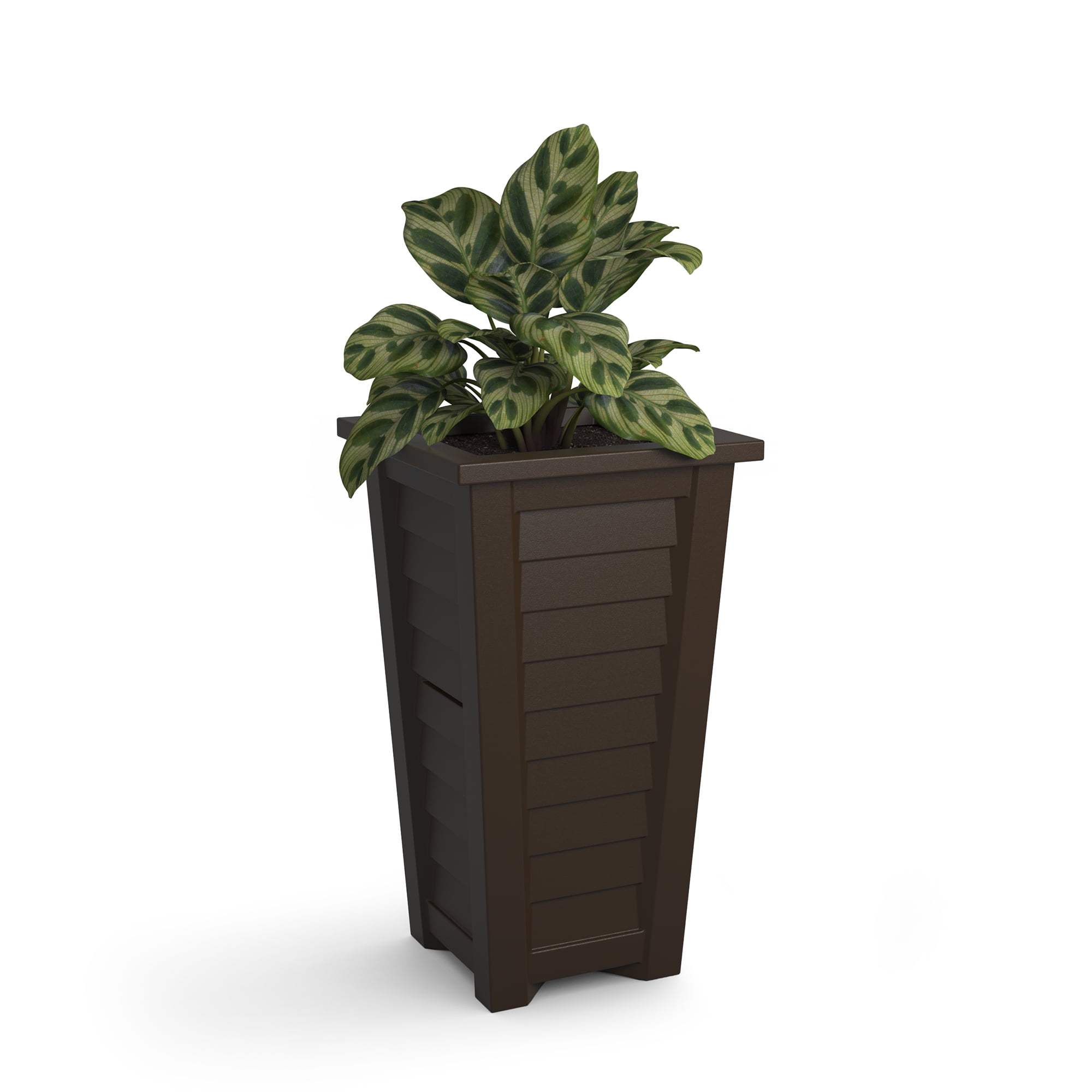 Mayne Lakeland 16" x 16" x 28" Tall Square Espresso Self Watering Plastic Planter