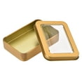 thumbnail image 4 of Uxcell Metal Tin Box, 3.43" x 2.36" x 0.71" Tinplate Storage Containers with Clear Lids, Gold Tone, 4 of 5
