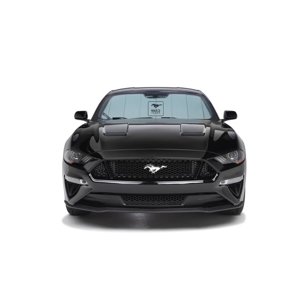 Covercraft UVS100 Custom Sunscreen with Black Mustang 50 Years Logo for 1979-1992 Ford Mustang | UFM10173SV | Silver