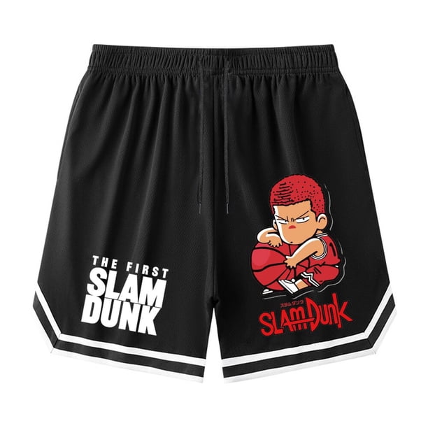 Pantalones cortos de Anime Slam Dunk para hombre, pantalones cortos de baloncesto SHOHOKU Sakuragi Hanamichi, pantalones casuales de verano de gran tamaño, pantalones de cinco puntos para correr