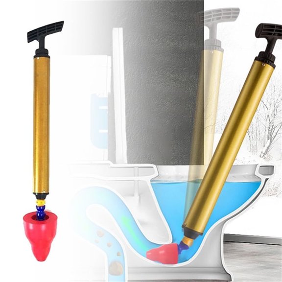 Toilet Plunger, Household High-Pressure Toilet Plunger, Drain Pipe Unclogging Tool, Pneumatic Pipe Plunger, For Kitchen Sinks, Bathrooms, And Clogged Pipes, Stainless Steel (Gold - 1 Piece).