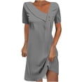 thumbnail image 1 of Birdeem Robe Mi-Mollet à Manches Courtes Col Rond Mode Femme Couleur Unie Robe Mi-Mollet à Manches Courtes Col Rond, 1 of 12