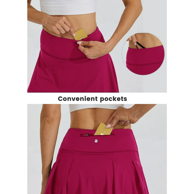 Women's Tennis Skirt 17 High Waisted Lightweight Athletic Golf Skorts Skirt  with Shorts Pockets 